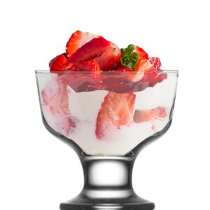 Vikko Dessert Bowls, 7 Ounce Ice Cream Sundae Bowls, Set of 6 Footed Dessert Cup For Ices, Pudding, Fruit, and More, Dishwasher Safe