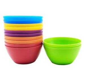 koxin-karlu 28-ounce plastic bowls for cereal or salad, set of 12 in 6 assorted colors