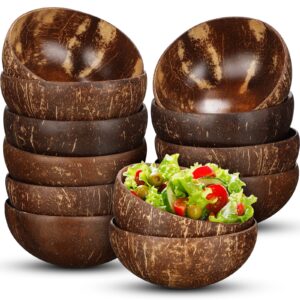 bokon 12 pcs coconut shell bowls polished wooden bowls natural smoothie acai bowls salad bowls for vegan gifts kitchen decorcc