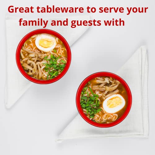 TaIvins Ramen Bowl Set of 4-32 OZ Pho Bowls and Spoons set, Maruchan ramen bowl, Asian pho bowls, Japanese bowls, Microwavable bowls- Large Melamine Noodle bowls, Soup bowl, Naruto ramen bowl (Red).