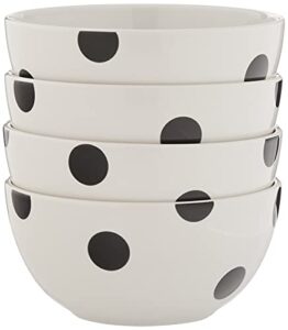 kate spade new york black deco dot 4-piece all-purpose bowl set, 4.7 lb