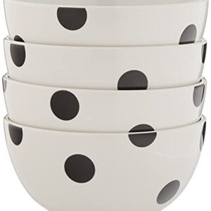 Kate Spade New York Black Deco Dot 4-Piece All-Purpose Bowl Set, 4.7 LB