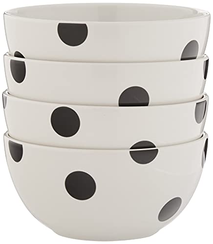 Kate Spade New York Black Deco Dot 4-Piece All-Purpose Bowl Set, 4.7 LB