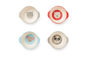 red rover animal bamboo kid's bowls multicolor, set of 4