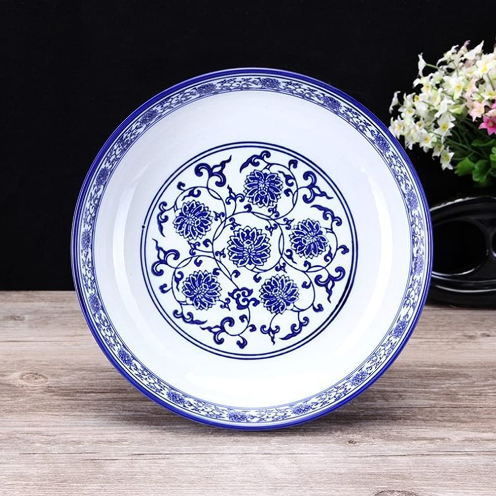 Hemoton Chinese Porcelain Porcelain Soup Bowl Blue and White Salad Bowl Noddle Serving Bowl Food Container for Miso Soup Pho Udon 8inch