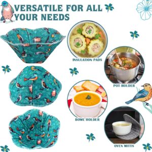 CHENGU Set of 4 Bird Microwave Bowl Holder Hot Bowl Holder Multipurpose Soup Bowl Cozy Heat Resistant Bowl Potholders for Microwave Bowl Hot Pads for Soup Bowl Hot Food Kitchen Supplies (Bird)