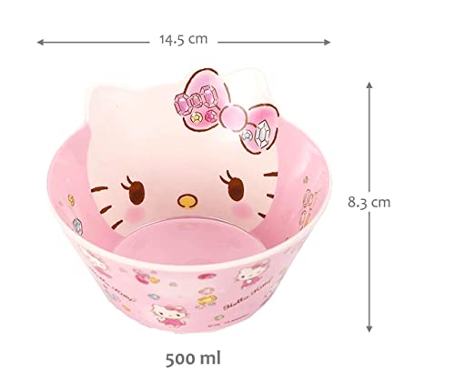 Hello Kitty Cute Pink Dinnerware Flatware Meal Set – Plate Bowl Cup Spoon, 4 pieces