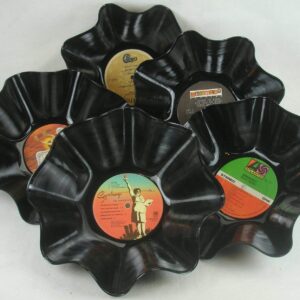 It's Our Earth, Inc. Set of 5 Record Bowls - Rock & Roll Music 1970s/80s Recycled Vinyl LPs