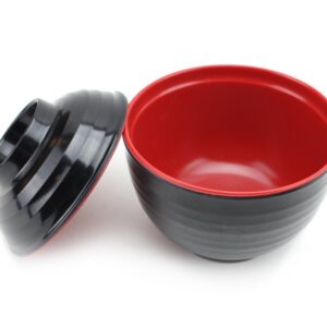 USAMJTABLE Set of 6 Japanese Melamine 味噌湯ボウル4" Miso Soup Rice Bowls With Lid (B11894) ~ We Pay Your Sales Tax