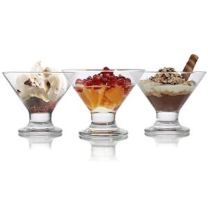 Vikko Clear Glass Footed Ice Cream Dessert Bowls | For Ice, Pudding, Fruit, and More â€“ 5.5 Ounce Dessert Cups â€“ Set Of 6 Thick Glass Serving Dishes