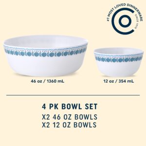 Corelle ED Bowl Set 4pk Med, 4 PIECE, Azure Medallion Classic