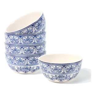 sonemone blue cereal bowls for kitchen, 26oz ceramic bowls set of 4 for cereal, salad, soup, pasta, dessert, microwave & dishwasher safe