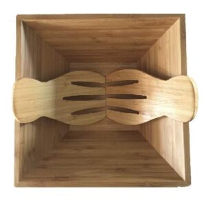 JB Home Collection 4563, Large Bamboo Salad Bowl Set with 2 pieces Salad Hand Server Forks - Great for Serving Fruit, Salad, Pasta, Wood Brown 11"x11"
