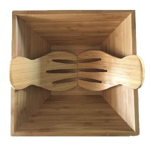 JB Home Collection 4563, Large Bamboo Salad Bowl Set with 2 pieces Salad Hand Server Forks - Great for Serving Fruit, Salad, Pasta, Wood Brown 11"x11"