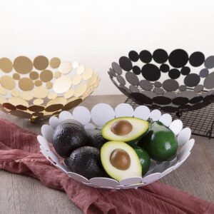 IBWell Decor Metal Fruit Bowl, Modern Kitchen Fruit Basket, Large Round Kitchen Basket, for Fruit, Vegetable, Bread, Candy and Nut - Gold