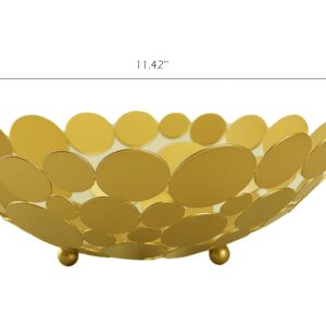 IBWell Decor Metal Fruit Bowl, Modern Kitchen Fruit Basket, Large Round Kitchen Basket, for Fruit, Vegetable, Bread, Candy and Nut - Gold