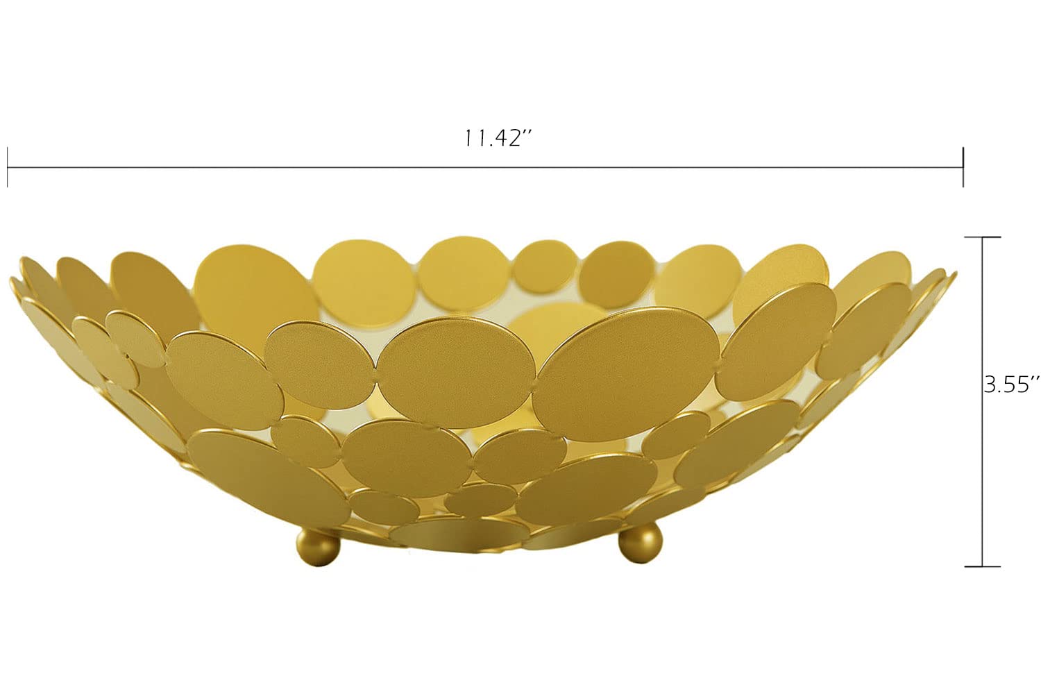 IBWell Decor Metal Fruit Bowl, Modern Kitchen Fruit Basket, Large Round Kitchen Basket, for Fruit, Vegetable, Bread, Candy and Nut - Gold