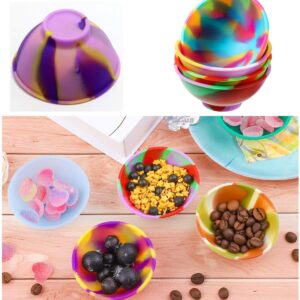 SUKPSY 4 Pcs Mini Multicolor Silicone Pinch Bowls Prep and Serve Bowls Reusable Kitchen Condiment Snack Bowls for Food Candy Seasoning Spices Nuts Snacks or Small DIY Crafts, 2.64 x 1.18 inch