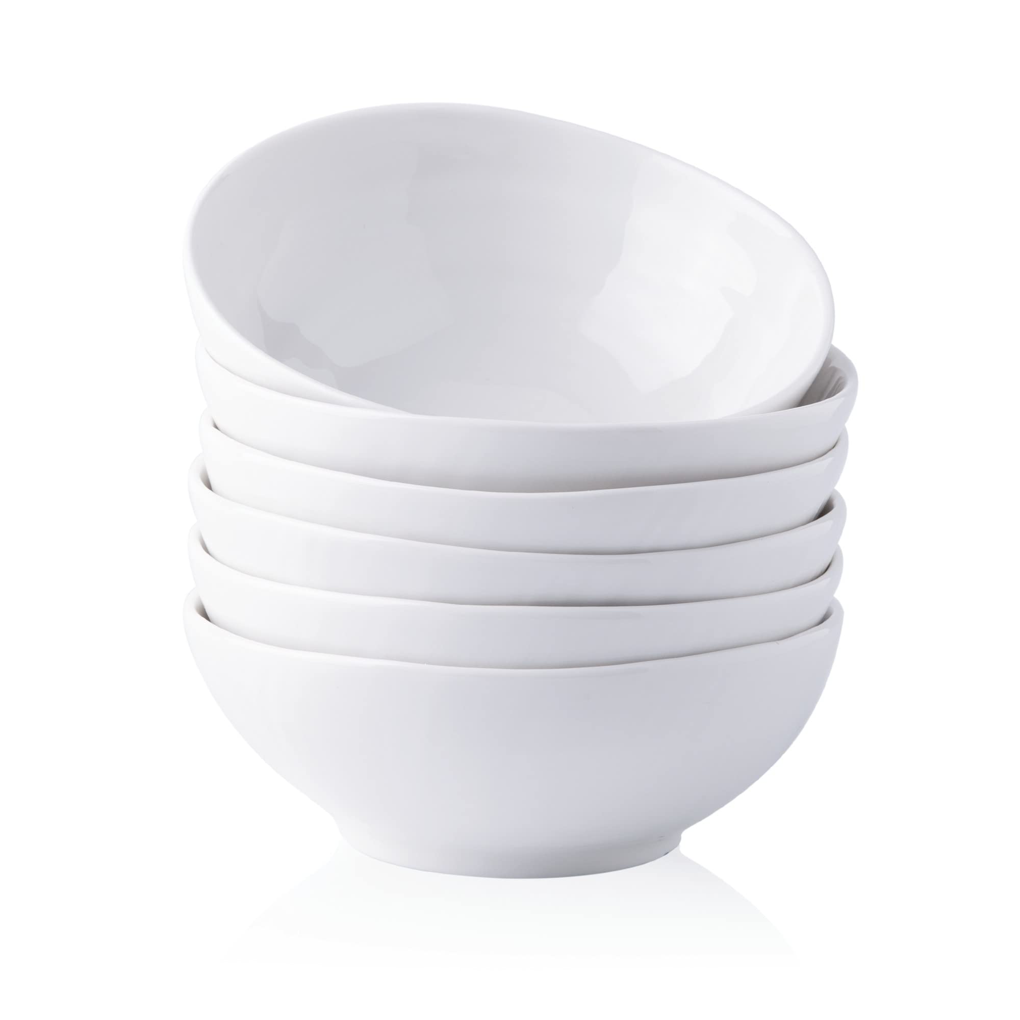 LERATIO Ceramic Bowls For Kitchen, 22 oz Bowl Set of 6, Handmade Wavy Edge Cereal Bowls, Oven & Dishwasher & Microwave Safe, for Breakfast,Dinner,Lunch,Salad, Pasta, Soup, Dessert-White