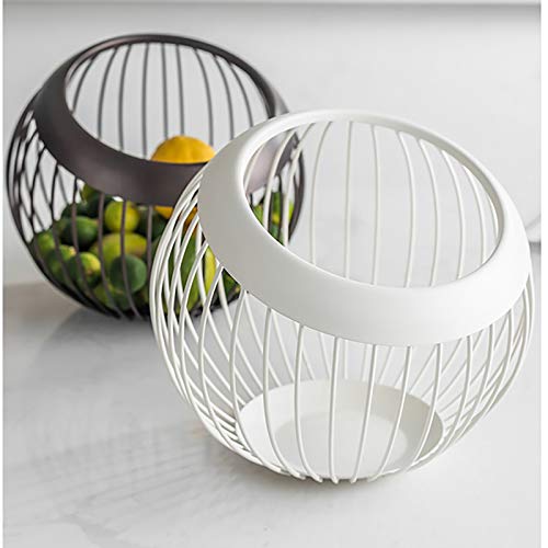 VANRA Metal Wire Fruit Bowl Sturdy Fruit Basket Fruit Holder Snack Storage Decorative Centerpiece Bowl for Modern Kitchen, Countertop, Living Room (White)