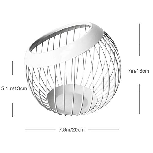 VANRA Metal Wire Fruit Bowl Sturdy Fruit Basket Fruit Holder Snack Storage Decorative Centerpiece Bowl for Modern Kitchen, Countertop, Living Room (White)