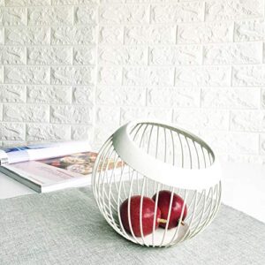 VANRA Metal Wire Fruit Bowl Sturdy Fruit Basket Fruit Holder Snack Storage Decorative Centerpiece Bowl for Modern Kitchen, Countertop, Living Room (White)