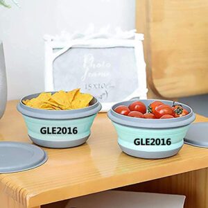GLE2016 3 PCs Food Grade Silicone Collapsible Bowl Lunch Box - Expandable Food Storage Containers Set -Silicone Salad Bowl with Lid Portable