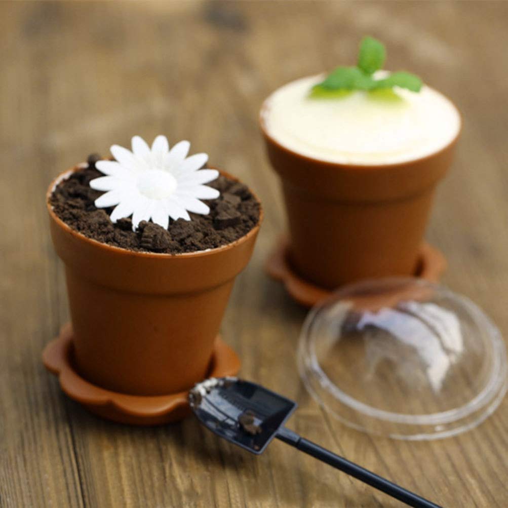 20PCS Dessert Cups Flower Pot Cake Cups with Shovel Spoons Recyclable Cupcake Cups Mini Nursery Pots Ice Cream Cups Baking Cups for Mousse, Cupcakes, Yogurt, Pudding and Jelly Shot