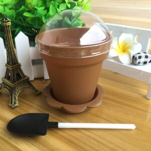 20PCS Dessert Cups Flower Pot Cake Cups with Shovel Spoons Recyclable Cupcake Cups Mini Nursery Pots Ice Cream Cups Baking Cups for Mousse, Cupcakes, Yogurt, Pudding and Jelly Shot