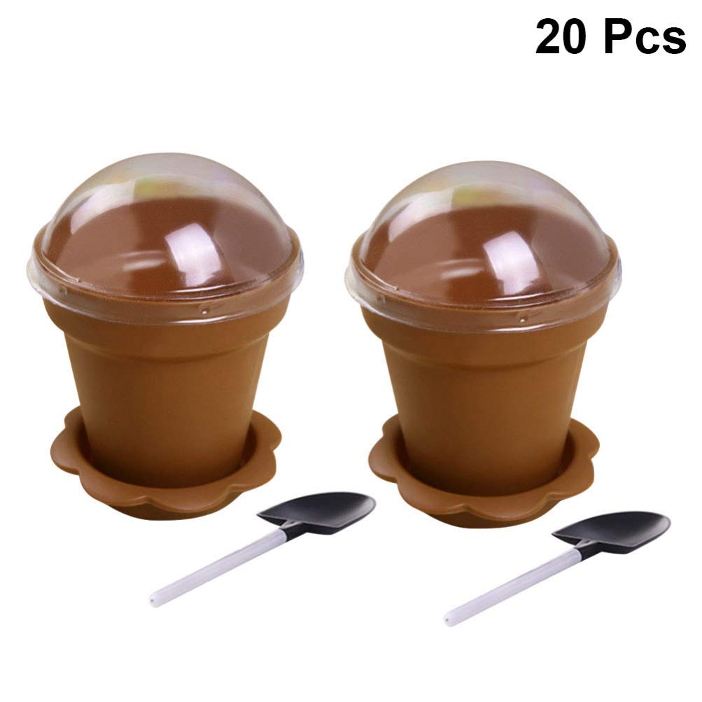 20PCS Dessert Cups Flower Pot Cake Cups with Shovel Spoons Recyclable Cupcake Cups Mini Nursery Pots Ice Cream Cups Baking Cups for Mousse, Cupcakes, Yogurt, Pudding and Jelly Shot