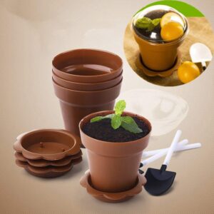 20PCS Dessert Cups Flower Pot Cake Cups with Shovel Spoons Recyclable Cupcake Cups Mini Nursery Pots Ice Cream Cups Baking Cups for Mousse, Cupcakes, Yogurt, Pudding and Jelly Shot