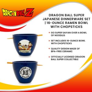 Just Funky Dragon Ball Super Japanese Dinnerware Set | 16-Ounce Ramen Bowl with Chopsticks