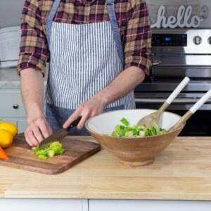 AuldHome Wooden Salad Bowl Set (Large Serving Bowl w/Utensils); Salad Serving Set in Mango Wood