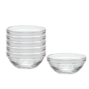 duralex made in france lys 4-inch stackable clear bowl, set of 6
