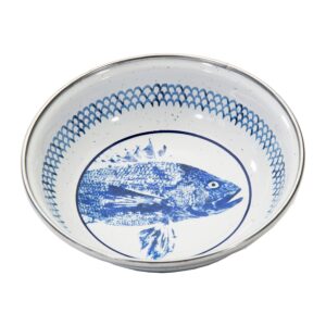 Golden Rabbit Enamelware - Fish Camp Pattern - Set of 6-4oz Tasting Dishes