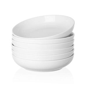 sweejar ceramic pasta bowls set, 23 oz for salad, soup, cereal, set of 6 (white)