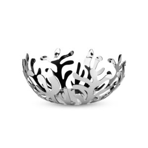 alessi "mediterraneo" fruit bowl in 18/10 stainless steel mirror polished, silver - esi01/25