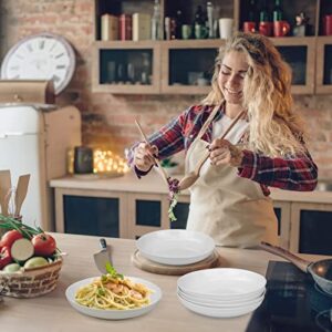 Cnyiyeci Pasta Bowls 30oz, Salad Plates 6 Packs 9” Large White Ceramic Serving Bowls Shallow for Noodles Salad oven Dishwasher Safe