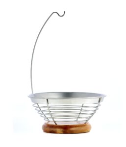sabatier wire and aacacia wood fruit bowl with banana hanger