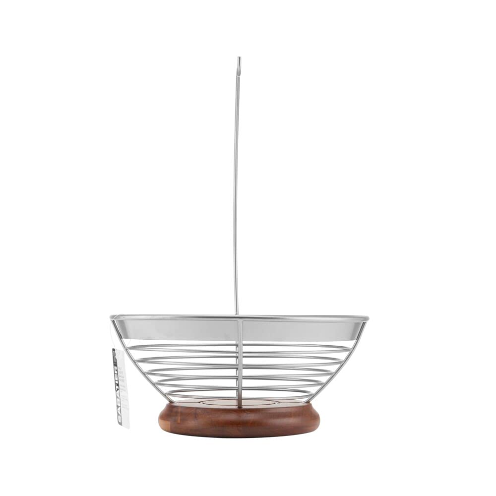 Sabatier Wire and Aacacia Wood Fruit Bowl with Banana Hanger