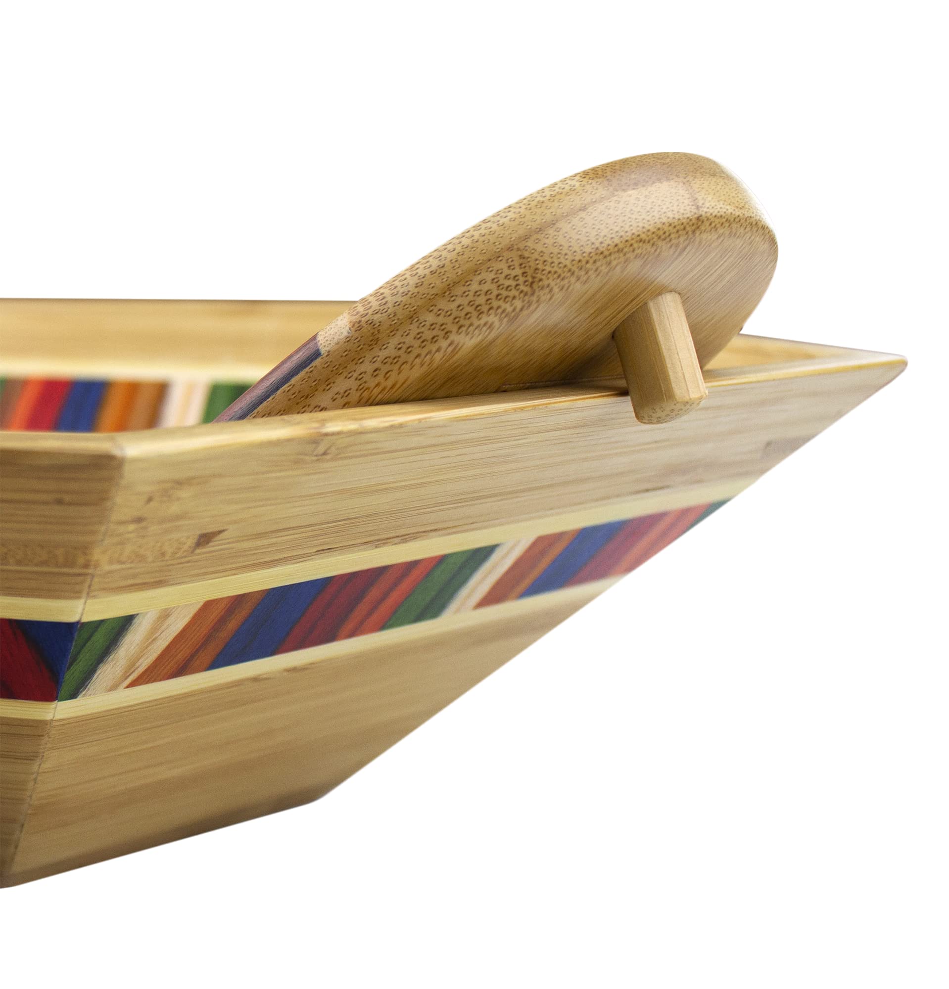 Baltique Marrakesh Collection 14" Salad Serving Bowl with Salad Hands, Bamboo and Colored Birch Wood