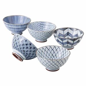saikai pottery 19541 picture change rice bowl, old dyed, blue, 10.1 fl oz (300 ml)