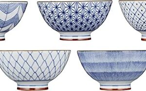 Saikai Pottery 19541 Picture Change Rice Bowl, Old Dyed, Blue, 10.1 fl oz (300 ml)