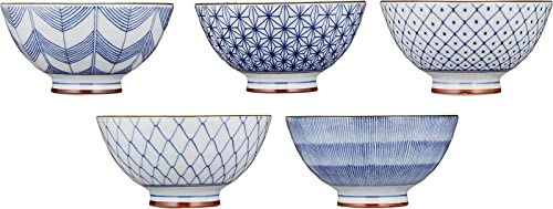 Saikai Pottery 19541 Picture Change Rice Bowl, Old Dyed, Blue, 10.1 fl oz (300 ml)