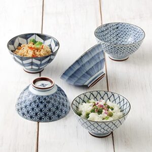 Saikai Pottery 19541 Picture Change Rice Bowl, Old Dyed, Blue, 10.1 fl oz (300 ml)