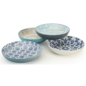 Signature Housewares Pad Print Set of 4 Assorted Dinner Bowls 8.5", 22oz, PP11 Gray Multi