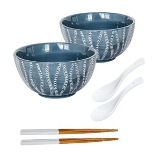 ramen bowl set, hand painted, comes with 2 ramen bowls 2 spoons and 2 chopsticks, ramen bowl with chopsticks, pho bowl, noodle bowl, soup bowl