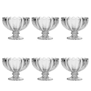 maredash glass dessert bowls/cups small cute footed tulip clear dessert cups perfect for dessert, sundae, ice cream, fruit, salad, snack, cocktail, condiment, trifle and birthday party(set of 6)