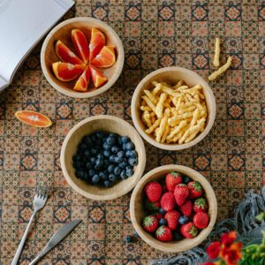 AVAMI Bamboo Collection Wood Salad Serving Bowl 6.4 inches Set of 4 Eco-Friendly and Perfect for Salad, Food, Vegetables and Fruit.