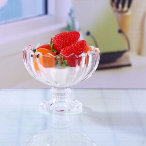 Maredash Glass Dessert Bowls/Cups Small Cute Footed Tulip Clear Dessert Cups Perfect for Dessert, Sundae, Ice Cream, Fruit, Salad, Snack, Cocktail, Condiment, Trifle and Birthday Party(Set of 6)